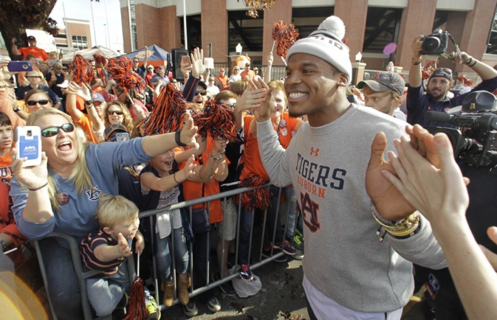 Cam Newton Slaps Hands At Auburn