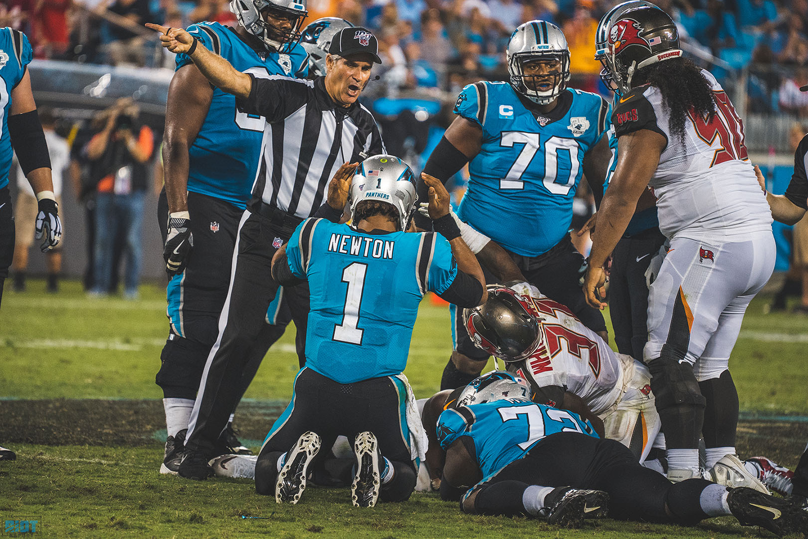 Cam Newton accounted for two touchdowns early in his first game