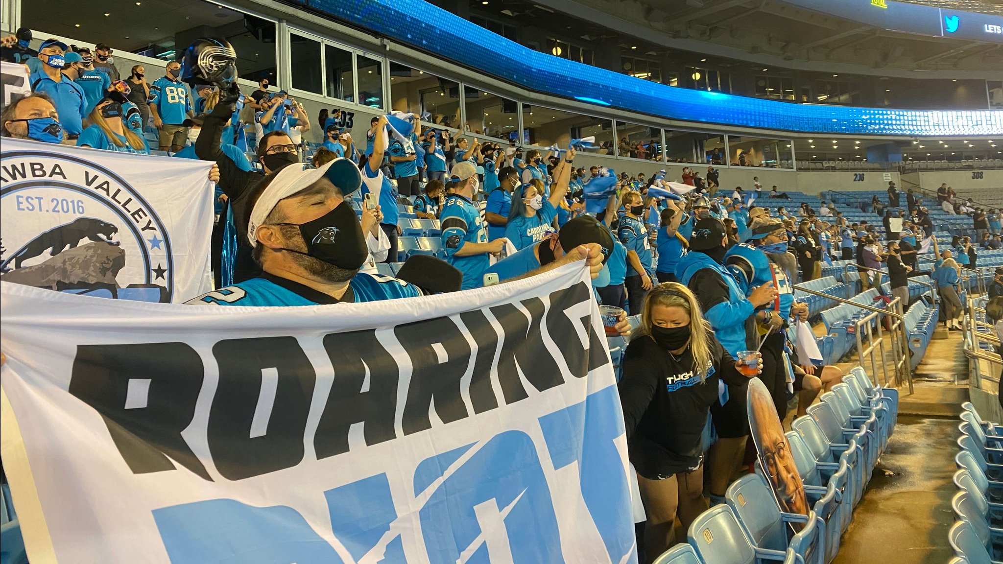 Roaring Riot cheers for Carolina Panthers in Charlotte, worldwide